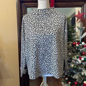 New Ann Taylor Leopard Print Mock Neck Top